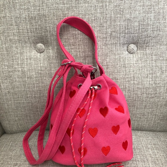 Kawaii Sweet Pink Heart Sharped Small Canvas Bucket Bag - Picture 9 of 9